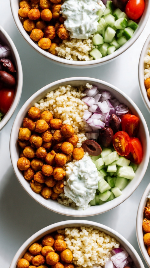 Crispy Mediterranean Chickpea Bowls