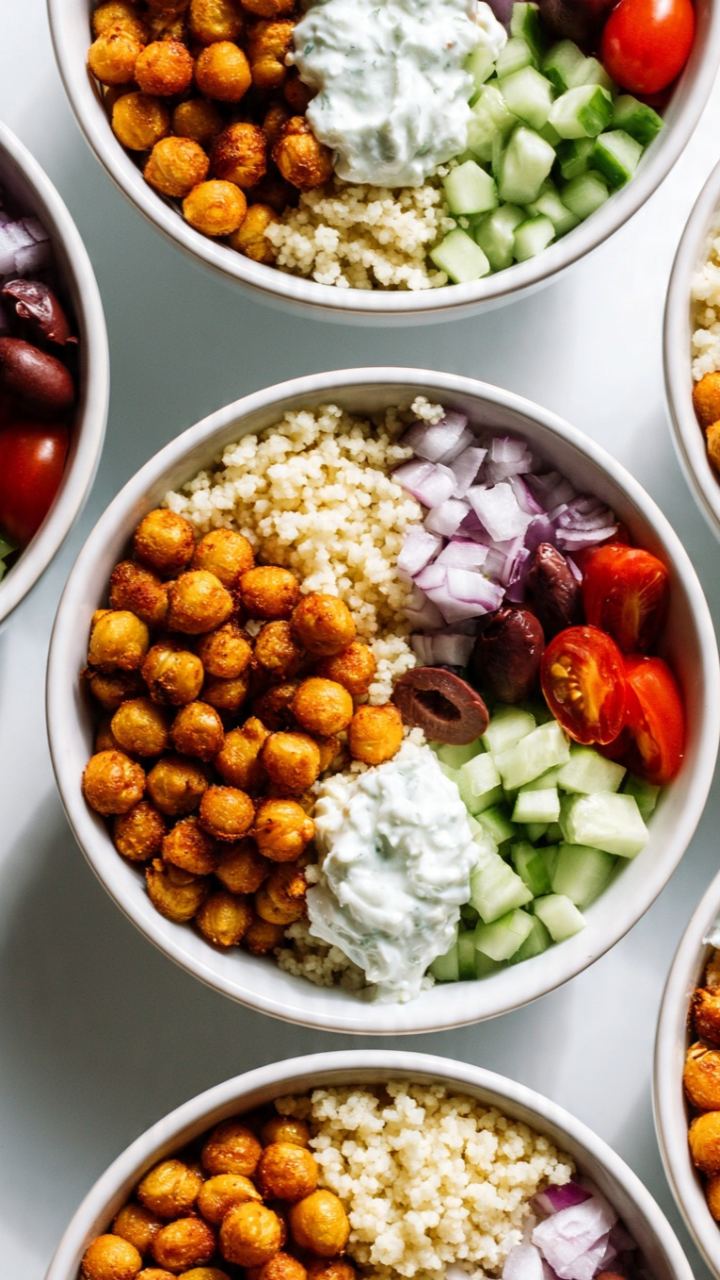 Crispy Mediterranean Chickpea Bowls